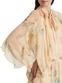 Pleated Floral Blouse