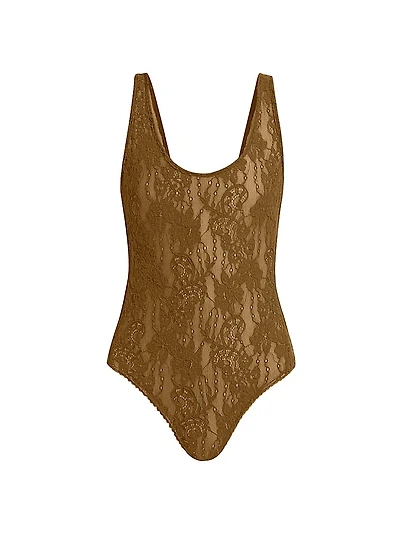 Metallic Lace Scoopneck Bodysuit
