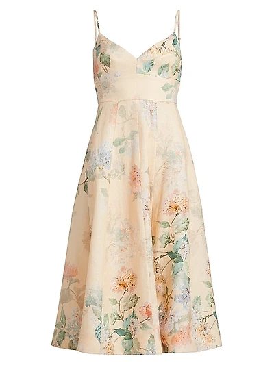 Floral Linen Midi-Dress