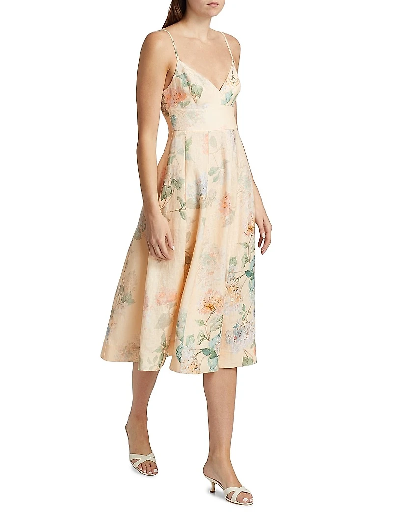 Floral Linen Midi-Dress