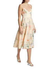 Floral Linen Midi-Dress