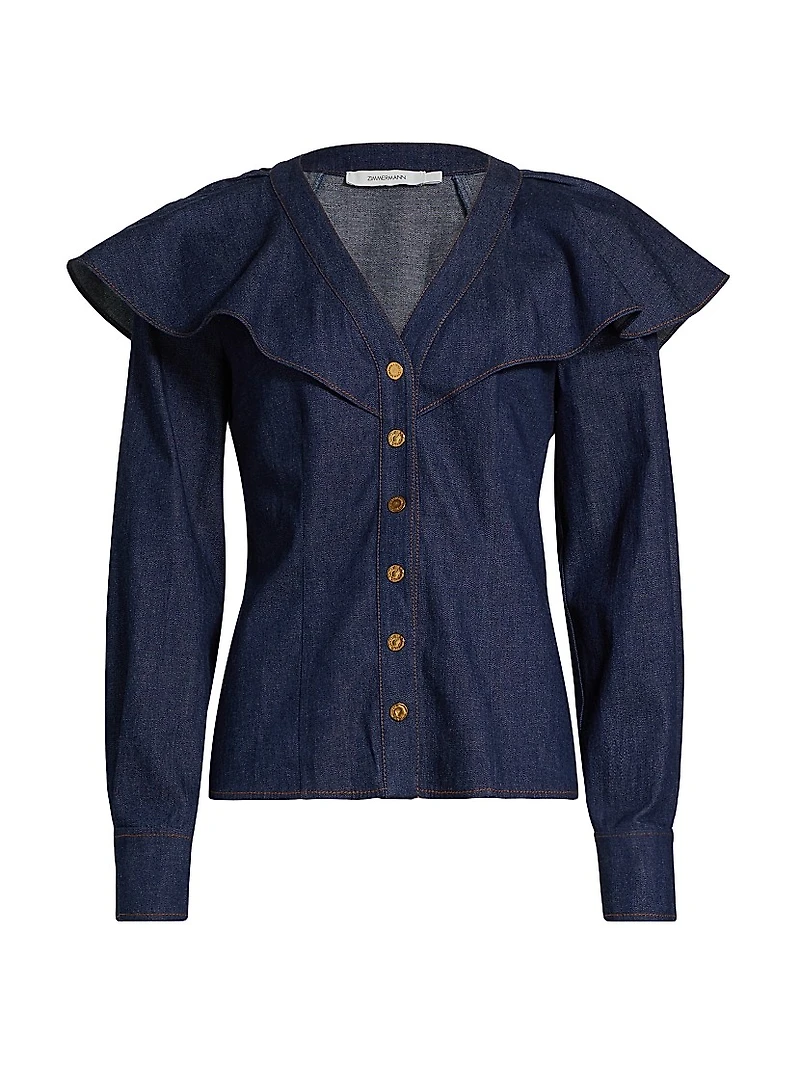 Caped Denim Blouse