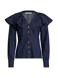 Caped Denim Blouse