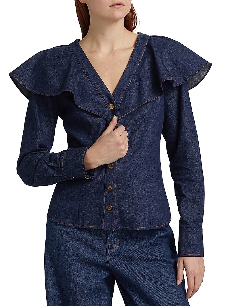 Caped Denim Blouse