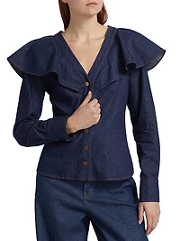 Caped Denim Blouse