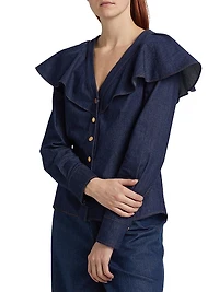 Caped Denim Blouse