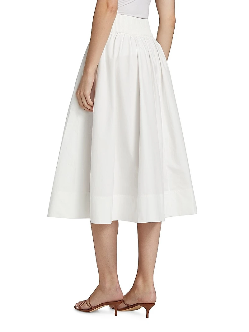 Poplin A-Line Midi-Skirt