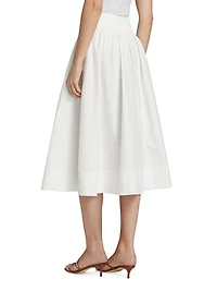 Poplin A-Line Midi-Skirt