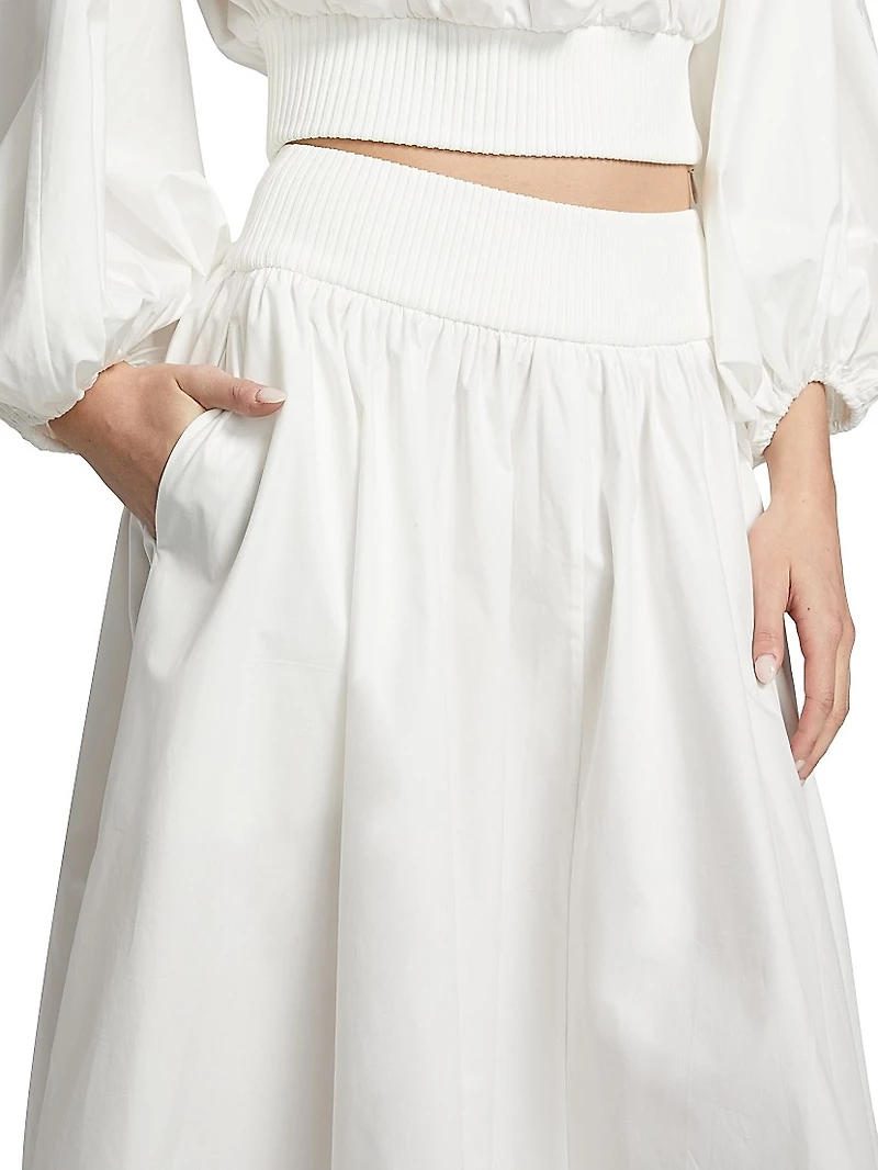 Poplin A-Line Midi-Skirt
