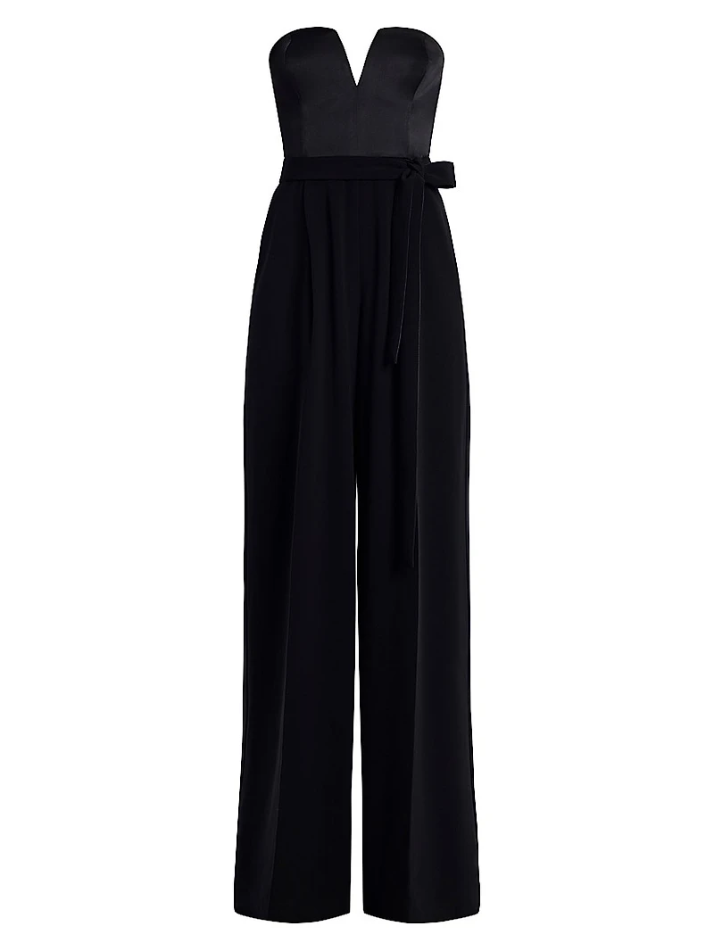 Mixed Media Strapless Jumpsuit
