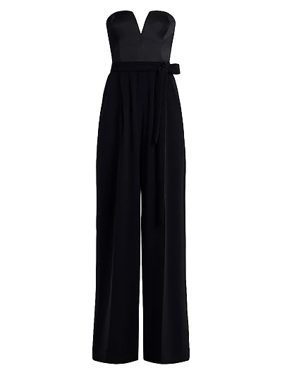 Mixed Media Strapless Jumpsuit