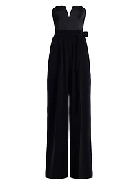 Mixed Media Strapless Jumpsuit