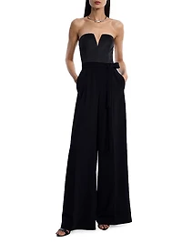Mixed Media Strapless Jumpsuit