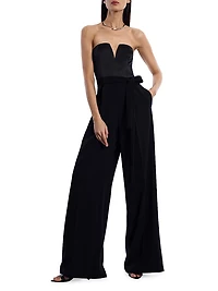 Mixed Media Strapless Jumpsuit