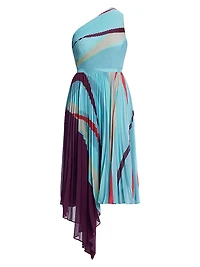 Printed Pleated Midi-Dress