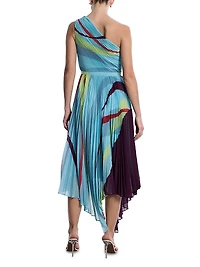 Printed Pleated Midi-Dress