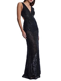 Embellished Cut Out Gown