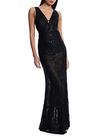 Embellished Cut Out Gown