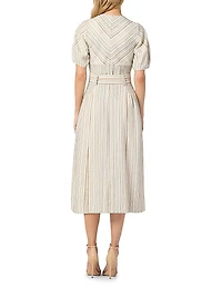 Jessie Belted Striped Cotton Midi-Dress