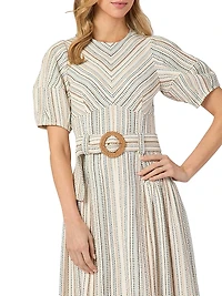 Jessie Belted Striped Cotton Midi-Dress