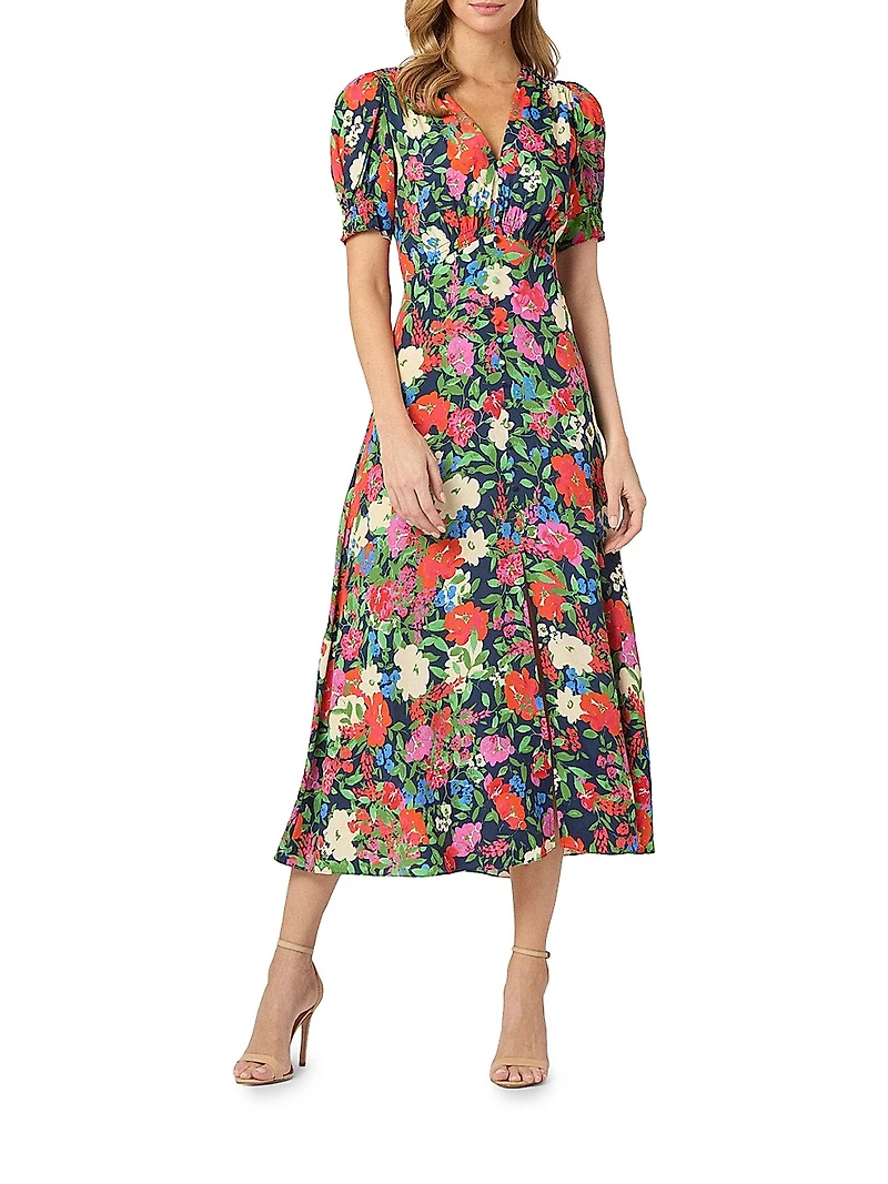 Bryson Floral V-Neck Midi-Dress