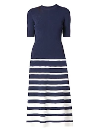 Casey Striped Rib-Knit Midi-Dress