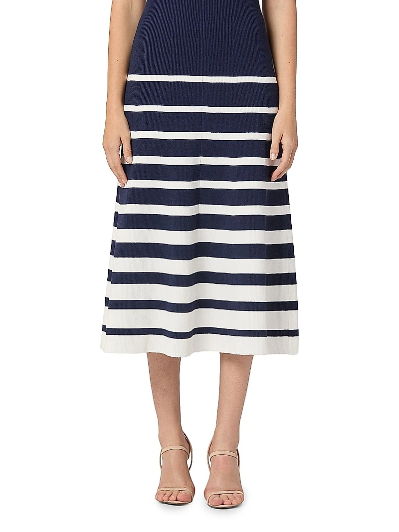 Casey Striped Rib-Knit Midi-Dress