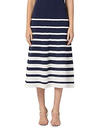 Casey Striped Rib-Knit Midi-Dress