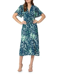 Drew Floral Ruched Midi-Dress