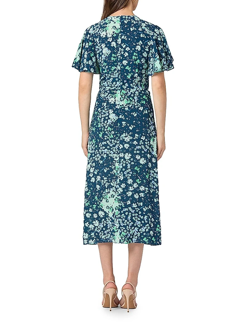 Drew Floral Ruched Midi-Dress
