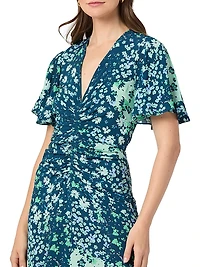 Drew Floral Ruched Midi-Dress