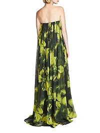 Claudette Floral Chiffon Strapless Gown