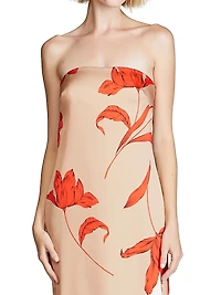 Manuela Floral Satin Strapless Gown