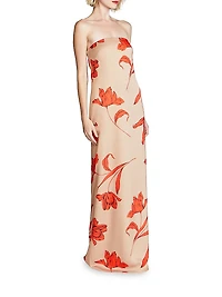 Manuela Floral Satin Strapless Gown
