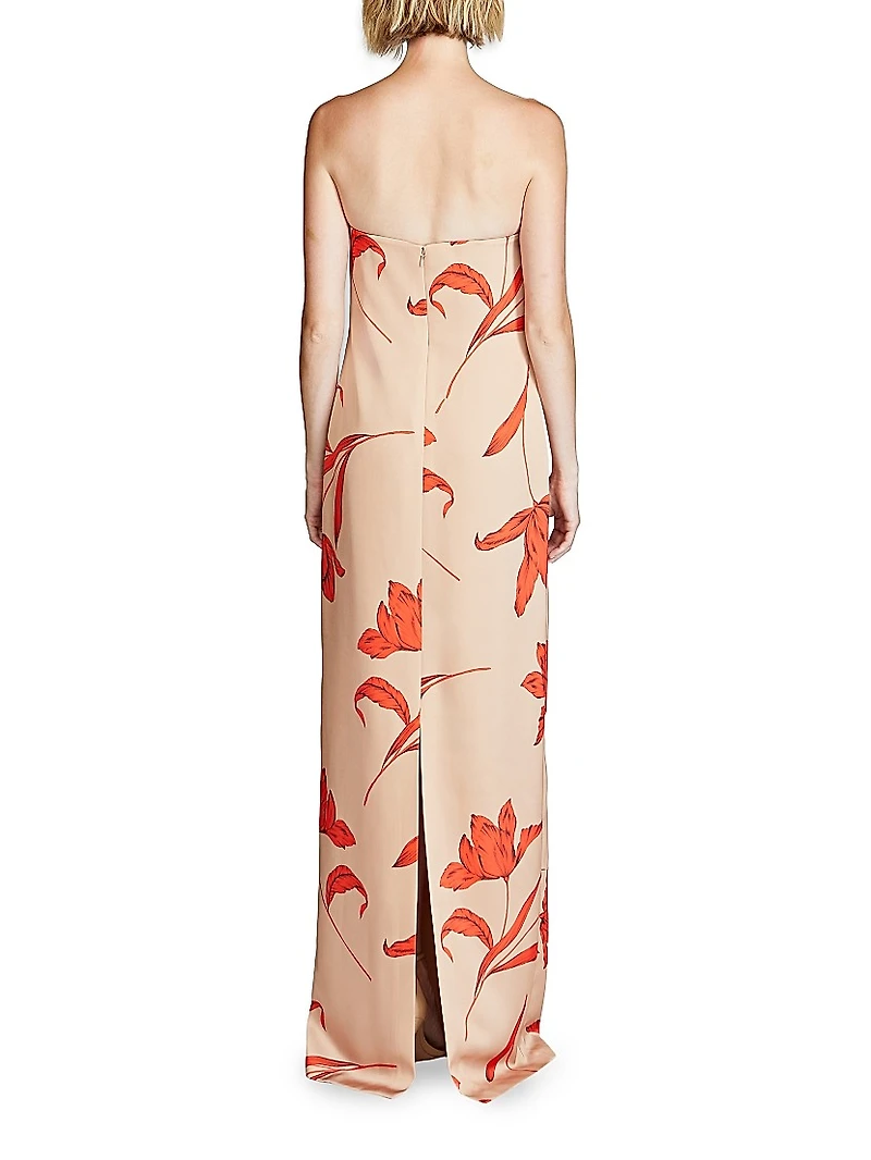 Manuela Floral Satin Strapless Gown