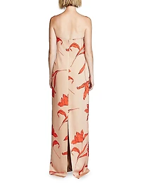 Manuela Floral Satin Strapless Gown