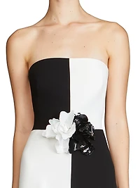 Cassia Crepe Colorblocked Strapless Gown