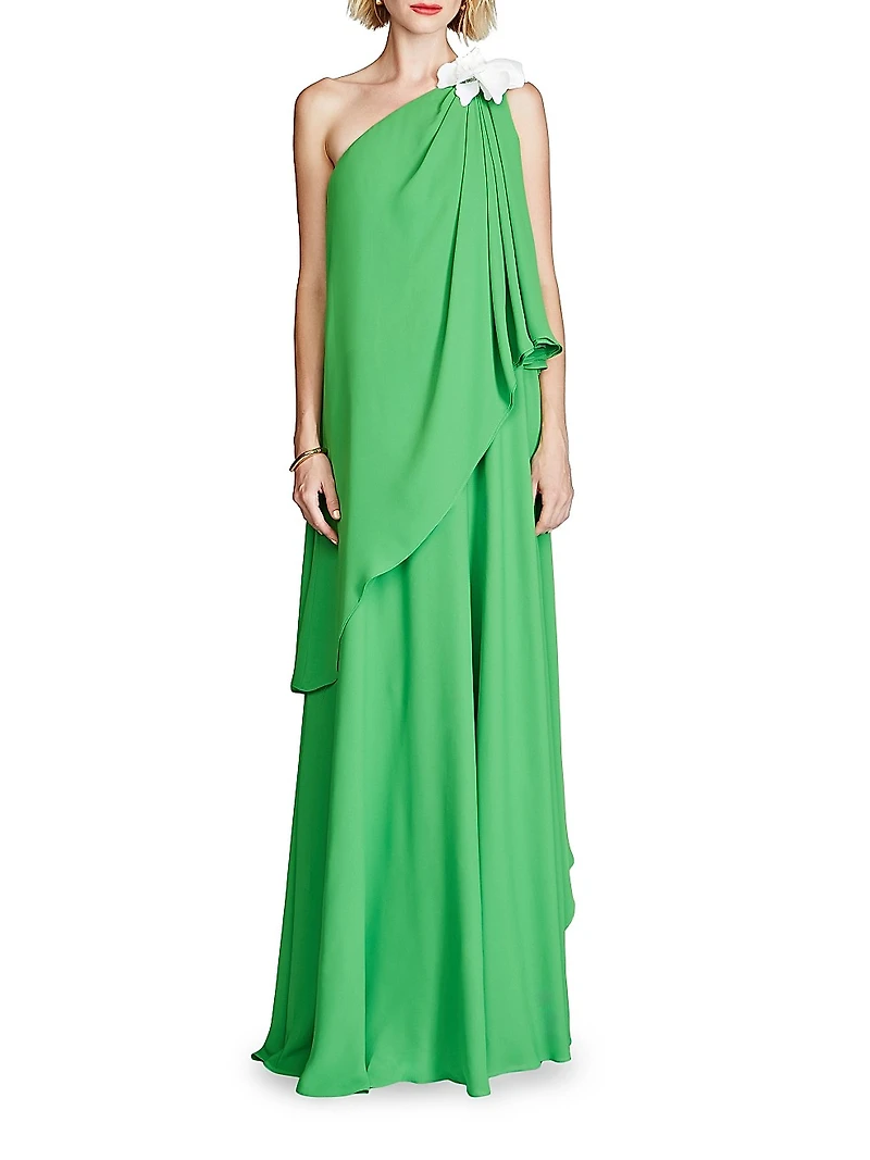 Solena One-Shoulder Georgette Gown