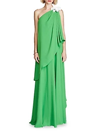 Solena One-Shoulder Georgette Gown