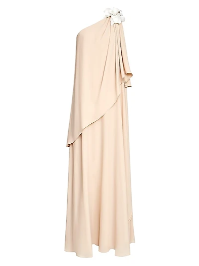 Solena One-Shoulder Georgette Gown