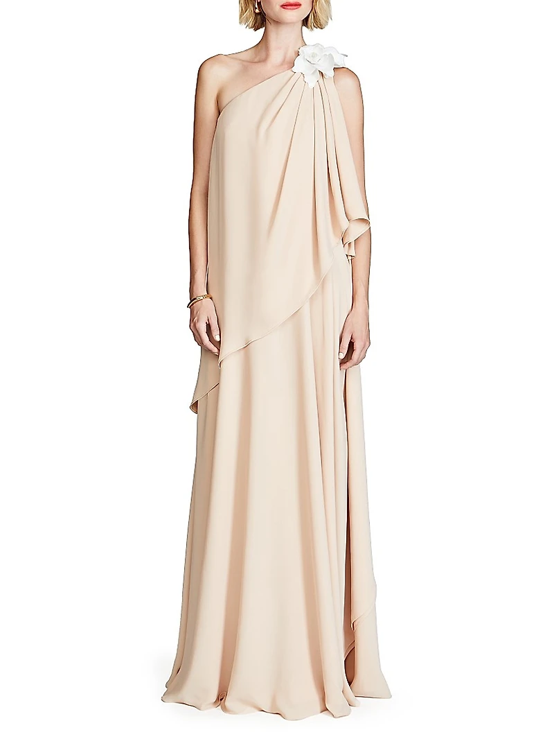 Solena One-Shoulder Georgette Gown