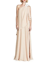 Solena One-Shoulder Georgette Gown
