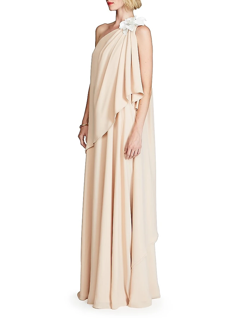 Solena One-Shoulder Georgette Gown