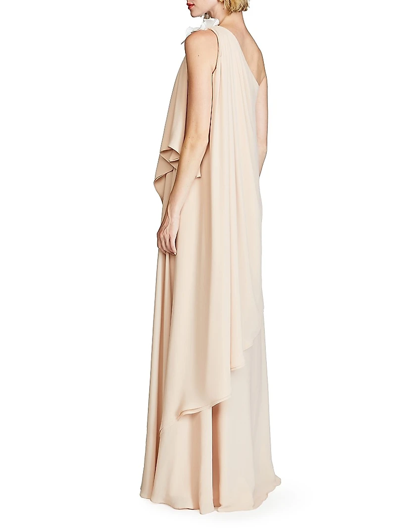 Solena One-Shoulder Georgette Gown