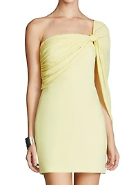Demi Crepe Asymmetric Cape Minidress