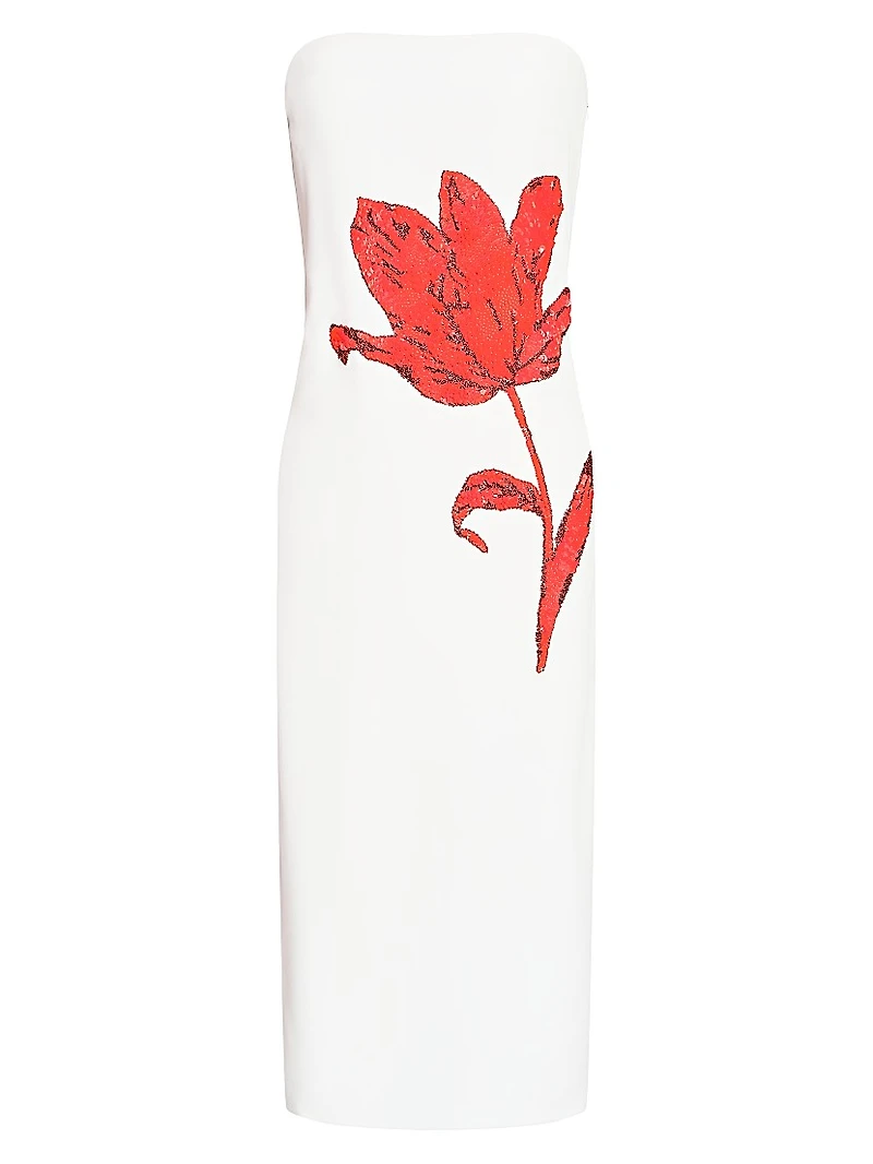 Sylvie Sequin Floral Strapless Midi-Dress