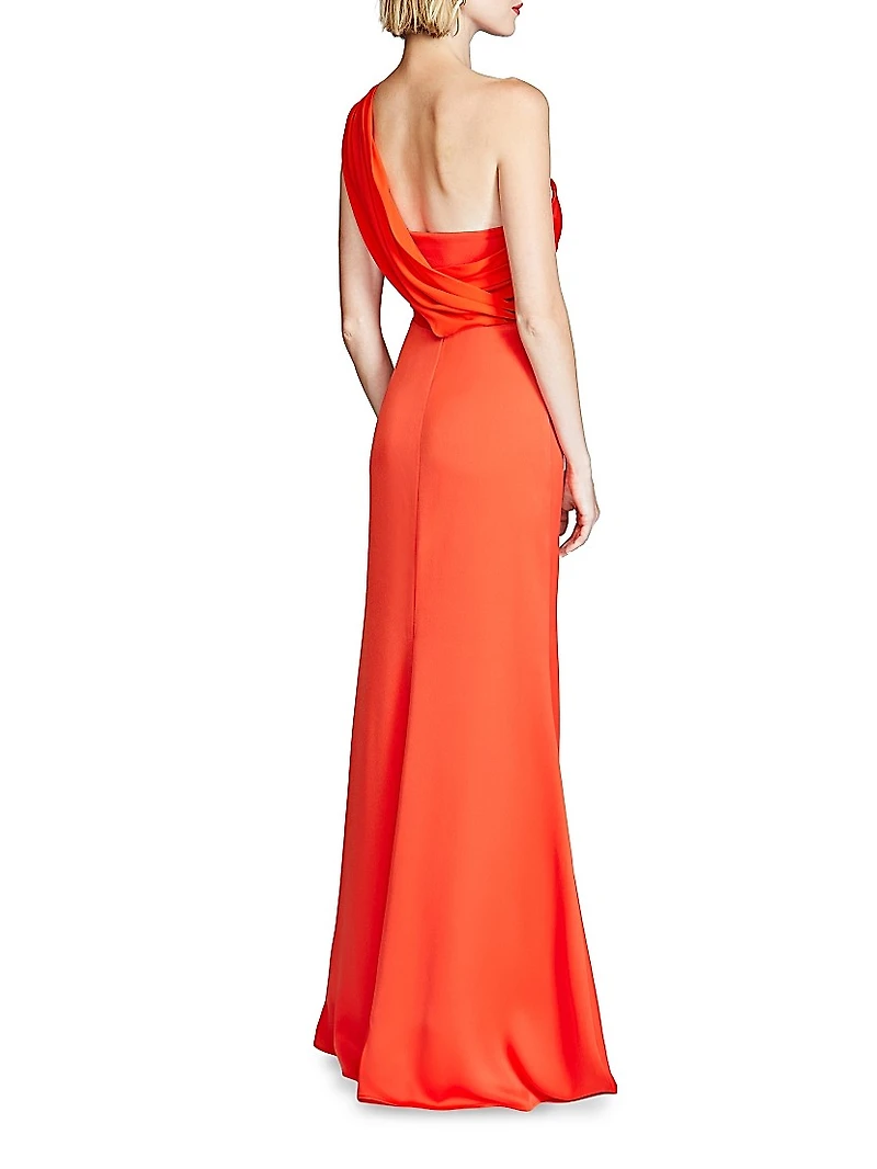 Roselle Crepe One-Shoulder Gown