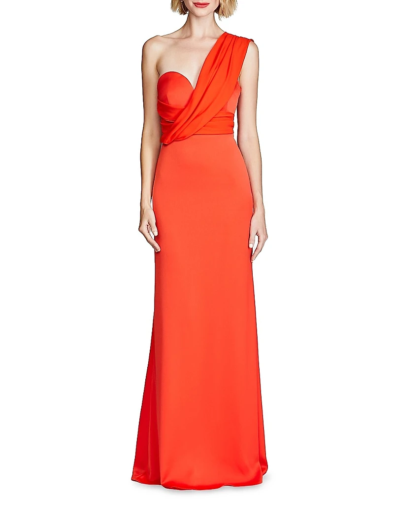 Roselle Crepe One-Shoulder Gown