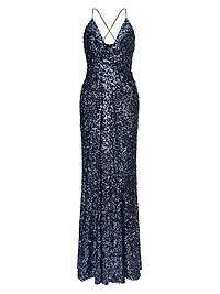 Manon Sequin Plunging V-Neck Gown