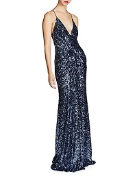 Manon Sequin Plunging V-Neck Gown